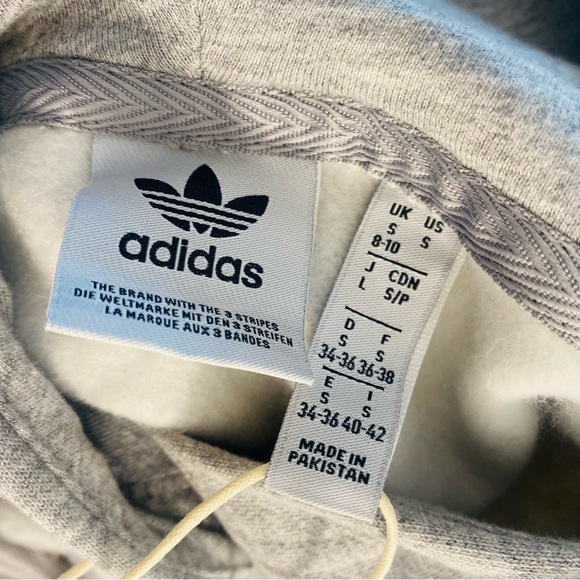 ADIDAS Light Heather Grey Pullover Hoodie Size Small - Picture 7 of 14